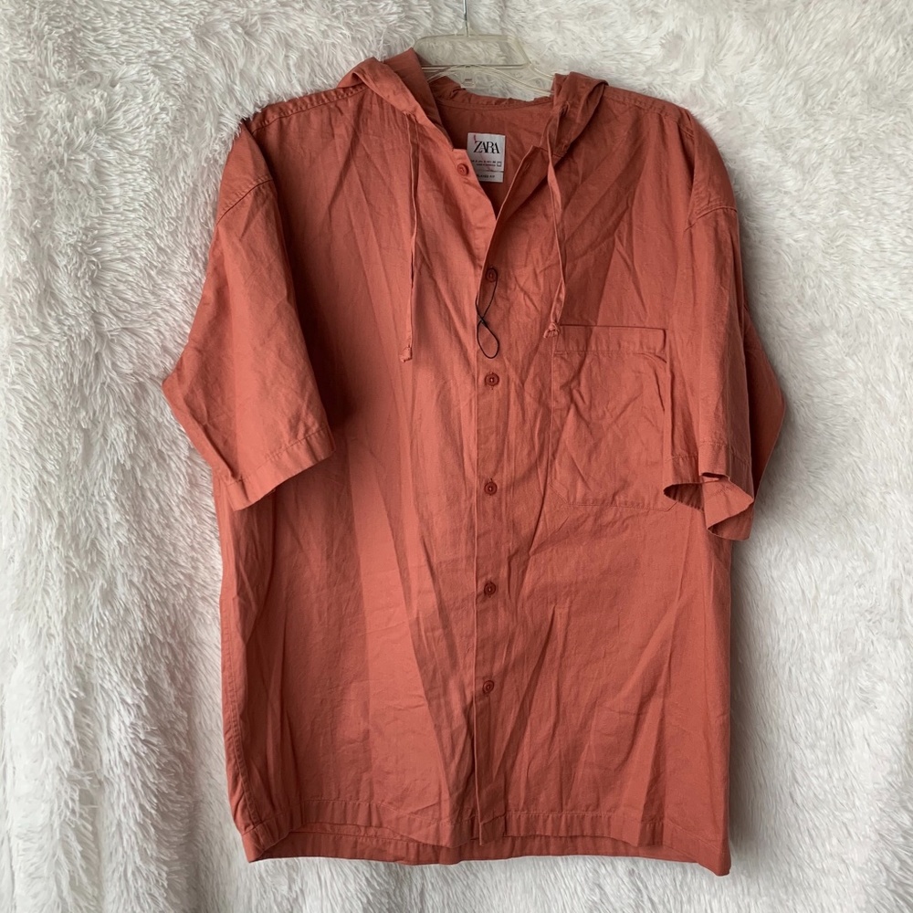 Mens ZARA Short Sleeve Shirt with hood